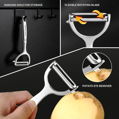 Ultra Sharp Vegetable Peelers for Kitchen 10 Years No Rust Stainless Steel Serrated Potato Peeler Easy to Use Y Peeler with Durable Non-Slip Ergonomic Grips for Carrots, Fruits, Veggie