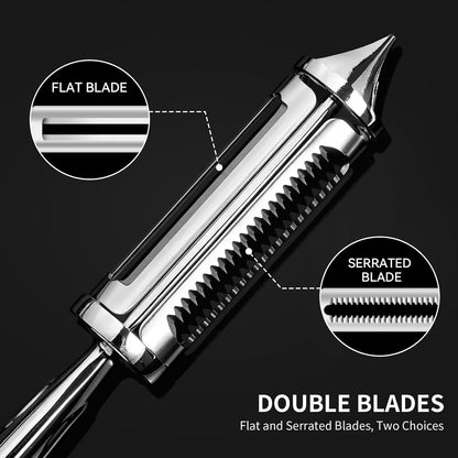Ultra Sharp Vegetable Peelers for Kitchen 10 Years No Rust Stainless Steel Serrated Potato Peeler Easy to Use Y Peeler with Durable Non-Slip Ergonomic Grips for Carrots, Fruits, Veggie