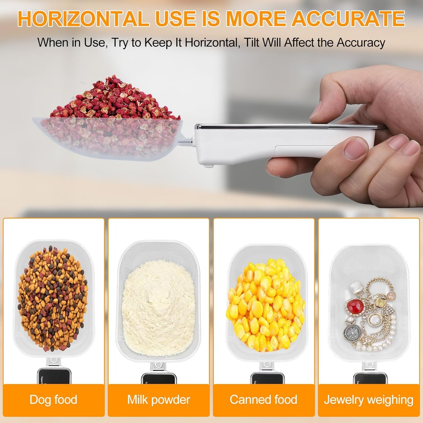 Digital Measuring Spoon Scale, High Precision 0.05g to 500g Capacity, with 30ml & 80ml Detachable Spoons, Tare Function & Unit Conversion for Baking, Cooking, Pet Food, Kitchen - Black