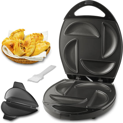 Electric Empanada Maker Machine with Press Mold, Large Dumpling Maker, Pierogi Maker Press Machine, Make 4 Psc of 6 Inches Large Empanadas, Jamaican Beef Patties,Calzones, Pocket Pies