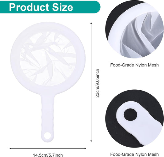 2 Pcs 120 Mesh Fine Mesh Strainer, Nylon Strainer | Fine Mesh Sieve Meshes Strainers, with Non-Slip Handle, and Hanging Hole, for Juice, Juicing Coffee, Nut Milk
