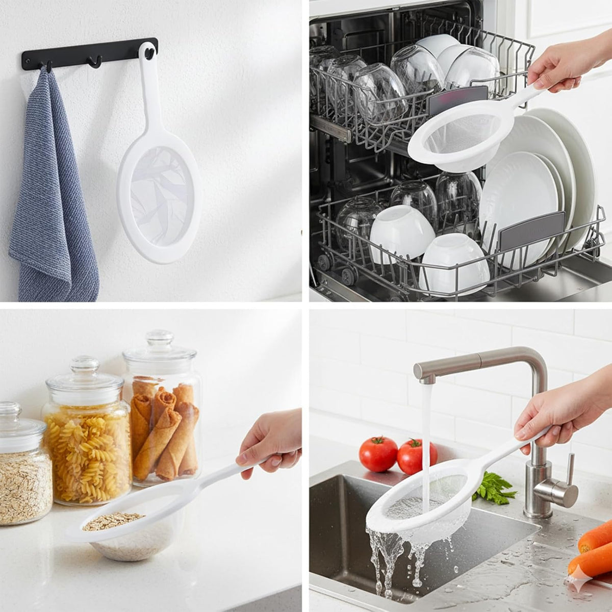2 Pcs 120 Mesh Fine Mesh Strainer, Nylon Strainer | Fine Mesh Sieve Meshes Strainers, with Non-Slip Handle, and Hanging Hole, for Juice, Juicing Coffee, Nut Milk