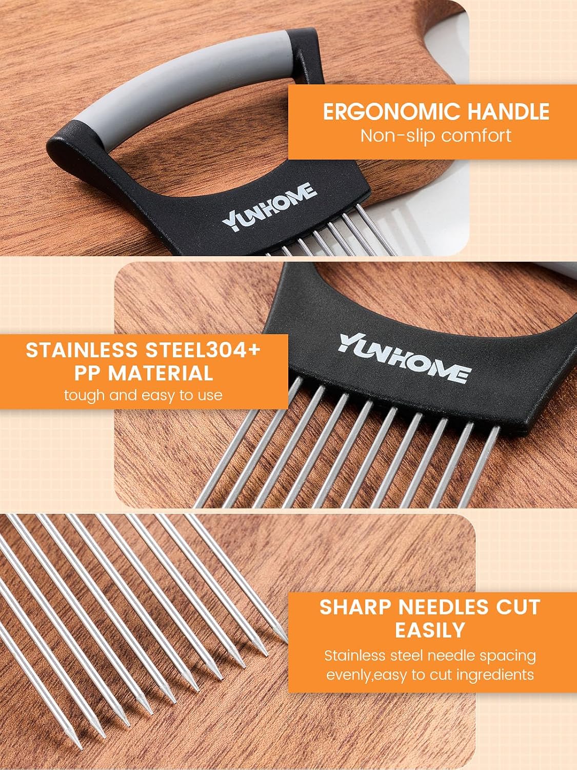 Onion Slicer Holder - Stainless Steel Onion Holder for Slicing - Tomato Slicer Vegetable Chopper Tool for Lemon Avocado, Food Slicer Assistant Tool for Fruit, Meat Tenderizer, Food Slicing Guide