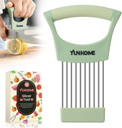 Onion Slicer Holder - Stainless Steel Onion Holder for Slicing - Tomato Slicer Vegetable Chopper Tool for Lemon Avocado, Food Slicer Assistant Tool for Fruit, Meat Tenderizer, Food Slicing Guide
