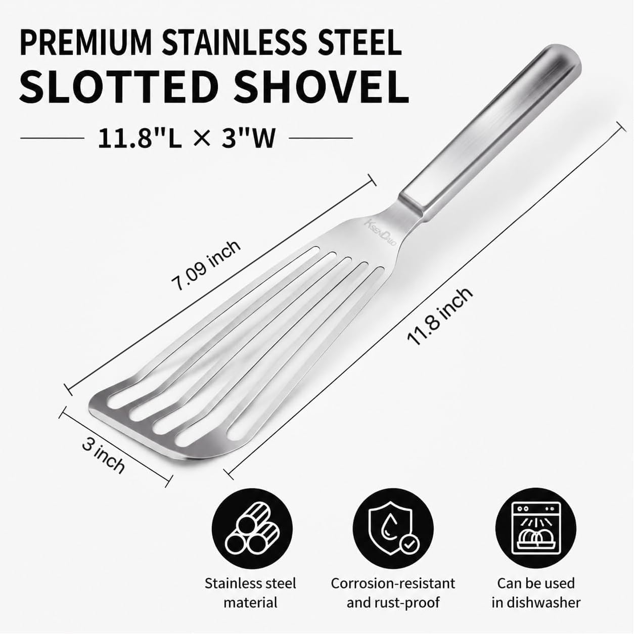 Thin Sturdy Fish Spatula Stainless Steel for Kitchen-Silver | One-piece Style Fish Spatula, Egg Flipper Bbq Flipper 18/8 Stainless Steel Blade Dishwasher-Safe Tools