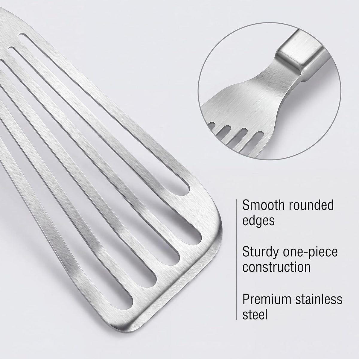Thin Sturdy Fish Spatula Stainless Steel for Kitchen-Silver | One-piece Style Fish Spatula, Egg Flipper Bbq Flipper 18/8 Stainless Steel Blade Dishwasher-Safe Tools