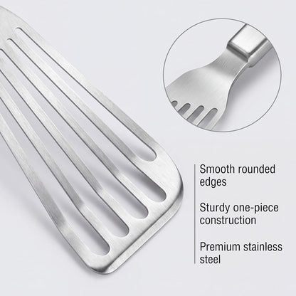 Thin Sturdy Fish Spatula Stainless Steel for Kitchen-Silver | One-piece Style Fish Spatula, Egg Flipper Bbq Flipper 18/8 Stainless Steel Blade Dishwasher-Safe Tools