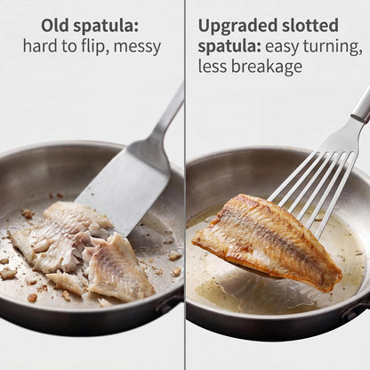 Thin Sturdy Fish Spatula Stainless Steel for Kitchen-Silver | One-piece Style Fish Spatula, Egg Flipper Bbq Flipper 18/8 Stainless Steel Blade Dishwasher-Safe Tools