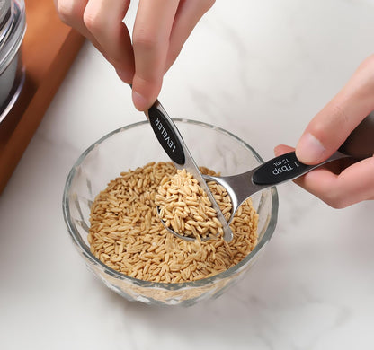 Magnetic Measuring Cups&Spoons Measuring Cup Double Sided Measuring Spoon | 7 Stainless Steel Measuring Cups 8 Magnetic Measuring Spoons Set with 1 Leveler Kitchen Tools for Cooking Baking