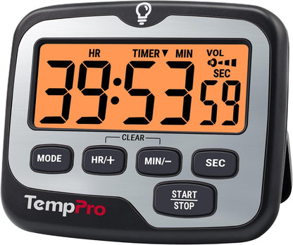 TM01 2-in-1 Kitchen Timers for Cooking with 12/24H Clock Mode | Magnetic Timer with Adjustable Alarm Volume, Digital Timer with Touch Backlight, Kids Timers for Classroom Teacher Supplies