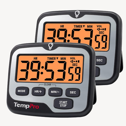 TM01 2-in-1 Kitchen Timers for Cooking with 12/24H Clock Mode | Magnetic Timer with Adjustable Alarm Volume, Digital Timer with Touch Backlight, Kids Timers for Classroom Teacher Supplies
