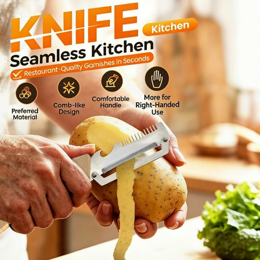 3-in-1 Upgraded Vegetable Peeler with Grater and Bottle Opener, Stainless Steel Kitchen Peeler, Zero Snag Wooden Peeler for Fruits and Vegetables