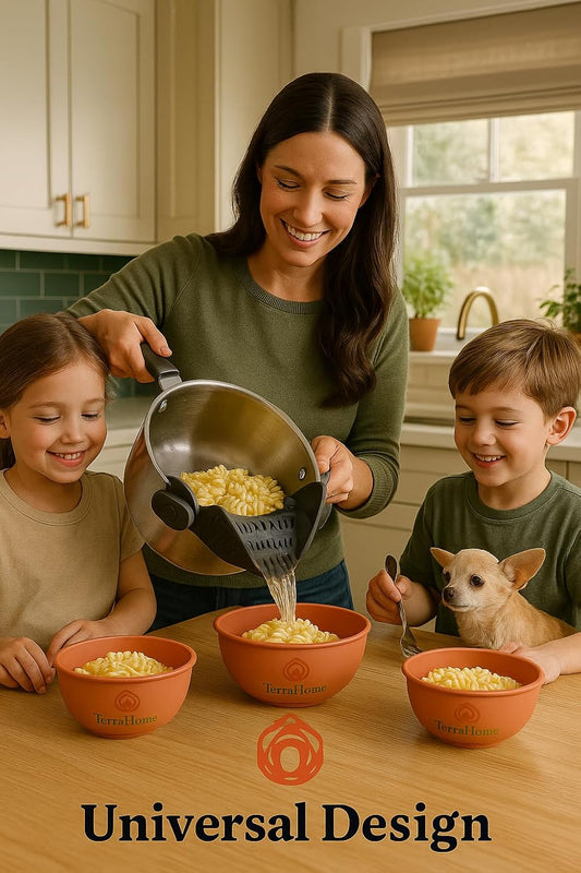 Smart Pots Food Strainer, Clip-On Silicone Colander, Heat-Resistant by TerraHome (Black)
