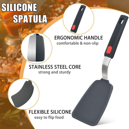Silicone Spatula Turner Set of 3, 600°F Heat Resistant, BPA Free