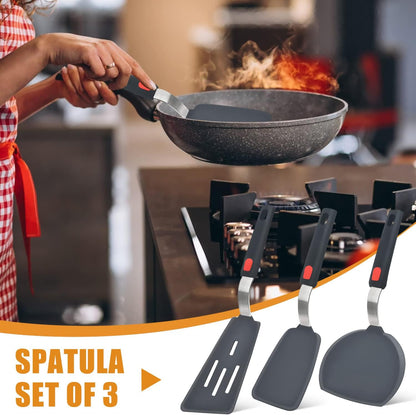 Silicone Spatula Turner Set of 3, 600°F Heat Resistant, BPA Free