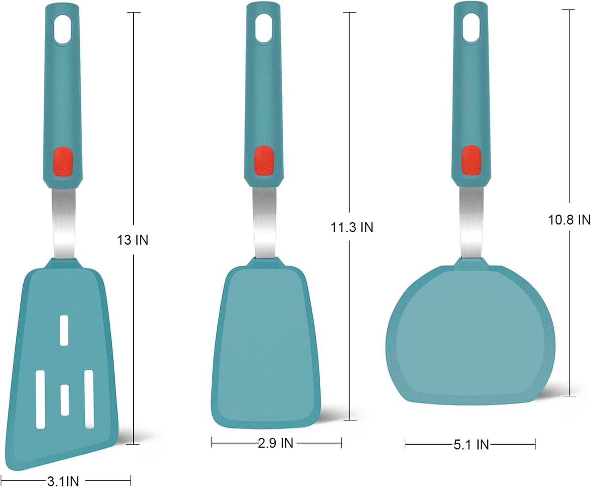 Silicone Spatula Turner Set of 3, 600°F Heat Resistant, BPA Free