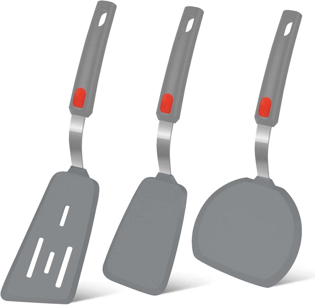 Silicone Spatula Turner Set of 3, 600°F Heat Resistant, BPA Free