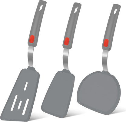 Silicone Spatula Turner Set of 3, 600°F Heat Resistant, BPA Free
