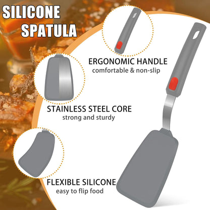 Silicone Spatula Turner Set of 3, 600°F Heat Resistant, BPA Free