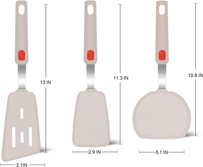 Silicone Spatula Turner Set of 3, 600°F Heat Resistant, BPA Free
