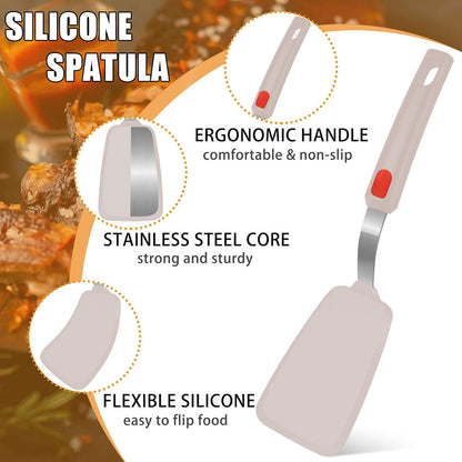 Silicone Spatula Turner Set of 3, 600°F Heat Resistant, BPA Free