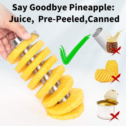 Pineapple Corer and Slicer Tool, Robust Pineapple Core Remover with Upgraded Cutter & Reinforced Thicker Blade, Stainless Steel Kitchen Fruit Gadget for Diced Pineapple Rings (Grey)