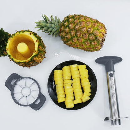 Pineapple Corer and Slicer Tool, Robust Pineapple Core Remover with Upgraded Cutter & Reinforced Thicker Blade, Stainless Steel Kitchen Fruit Gadget for Diced Pineapple Rings (Grey)