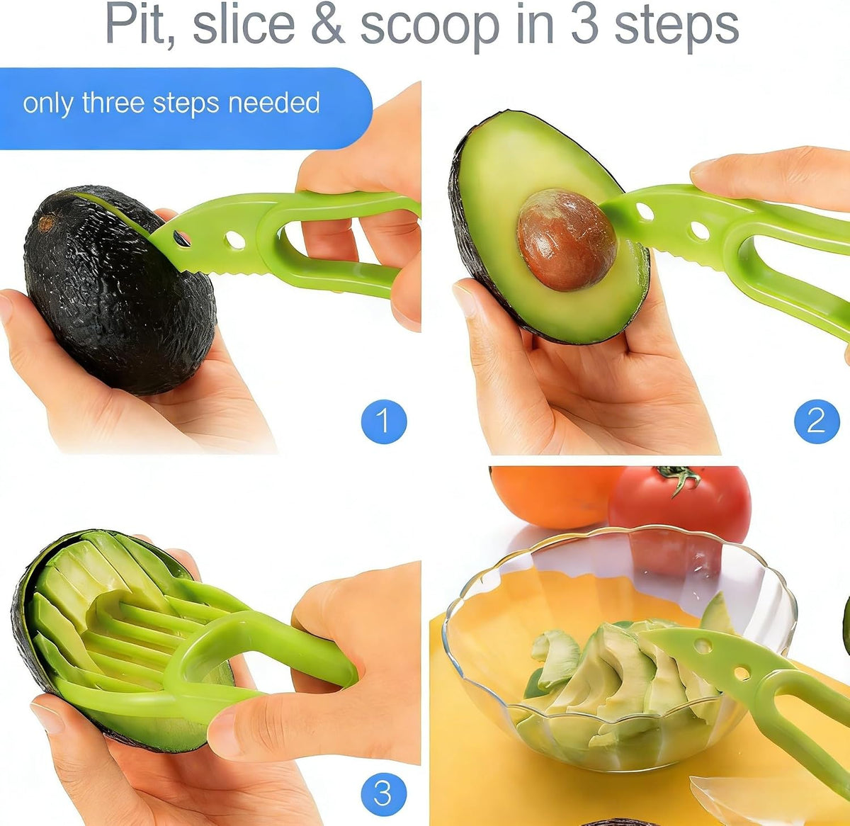 Avocado Slicer Tool, 3-in-1 Peeler Cutter and Scooper for Fruits