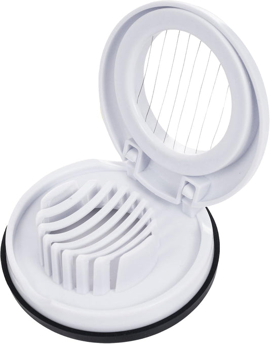 Egg Slicer with Steel Cutting Wires and Nonslip Base, White