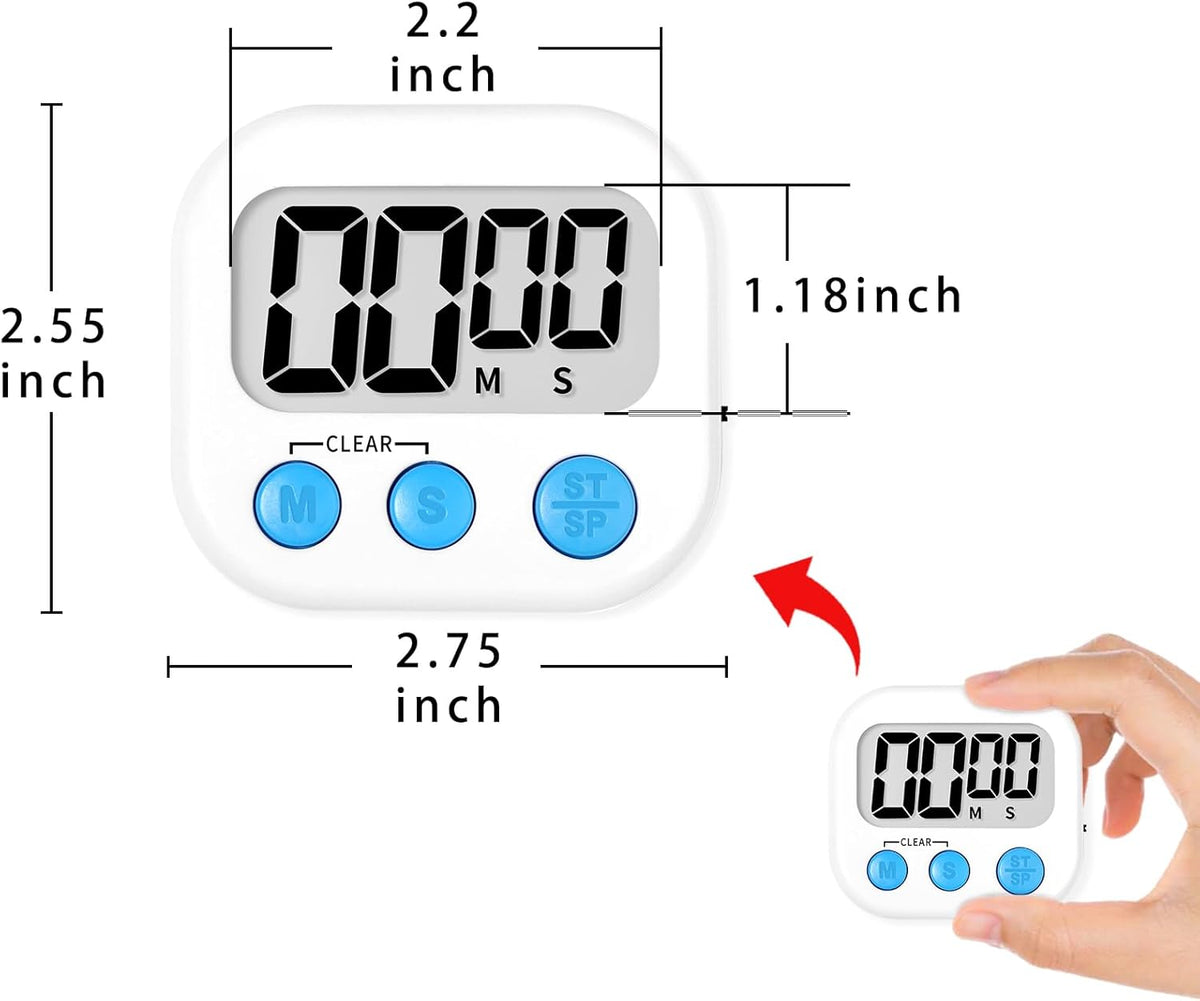Digital Kitchen Timers, Classroom Timers for Kids Teachers, 6 Color | Back to School Supplies Bulk, Classroom Must Haves, Min/Sec Count Up/Down, Magnetic Back, Loud Alarm, Lanyards Included