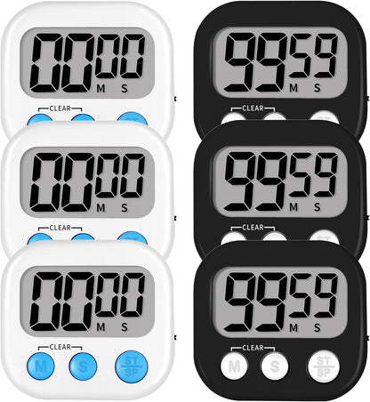 Digital Kitchen Timers, Classroom Timers for Kids Teachers, 6 Color | Back to School Supplies Bulk, Classroom Must Haves, Min/Sec Count Up/Down, Magnetic Back, Loud Alarm, Lanyards Included