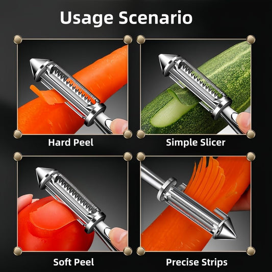 Premium Swivel Vegetable I-Peeler For Kitchen, Potato Peelers With Blemish remover For Home Cooks and Chefs,Stainless Steel Serrated and Julienne blade (Silver)