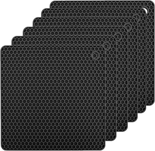 Silicone Trivet Mats Set of 6, Heat Resistant Non-Slip Food Grade