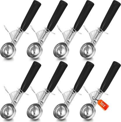 3 Pcs Release Cookie Scoops Ice Cream Scooper with Trigger Release Portion Scoop Stainless Steel for Portion Control, Baking Food, Cookie Dough (4 Oz+2 Oz+1 oz,Gray,Blue,Purple)