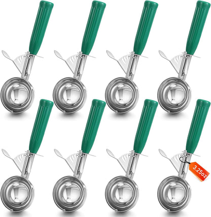 3 Pcs Release Cookie Scoops Ice Cream Scooper with Trigger Release Portion Scoop Stainless Steel for Portion Control, Baking Food, Cookie Dough (4 Oz+2 Oz+1 oz,Gray,Blue,Purple)