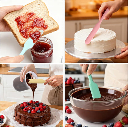 Silicone Chocolate Melting Cup Set with 4 Silicone Measuring Cups (250ml & 350ml) and 4PCS Heat-Resistant Jar Spatulas, Non-Stick Baking Tools for DIY Chocolate, Butter & Cream Mixing