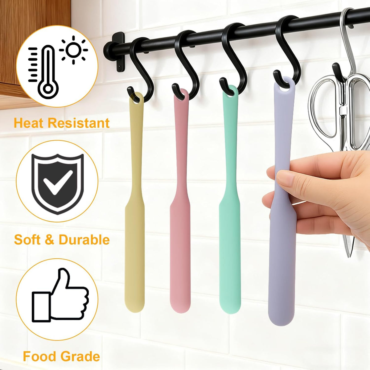 Silicone Chocolate Melting Cup Set with 4 Silicone Measuring Cups (250ml & 350ml) and 4PCS Heat-Resistant Jar Spatulas, Non-Stick Baking Tools for DIY Chocolate, Butter & Cream Mixing