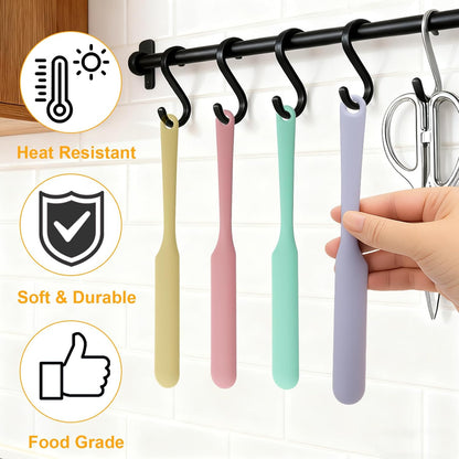 Silicone Chocolate Melting Cup Set with 4 Silicone Measuring Cups (250ml & 350ml) and 4PCS Heat-Resistant Jar Spatulas, Non-Stick Baking Tools for DIY Chocolate, Butter & Cream Mixing