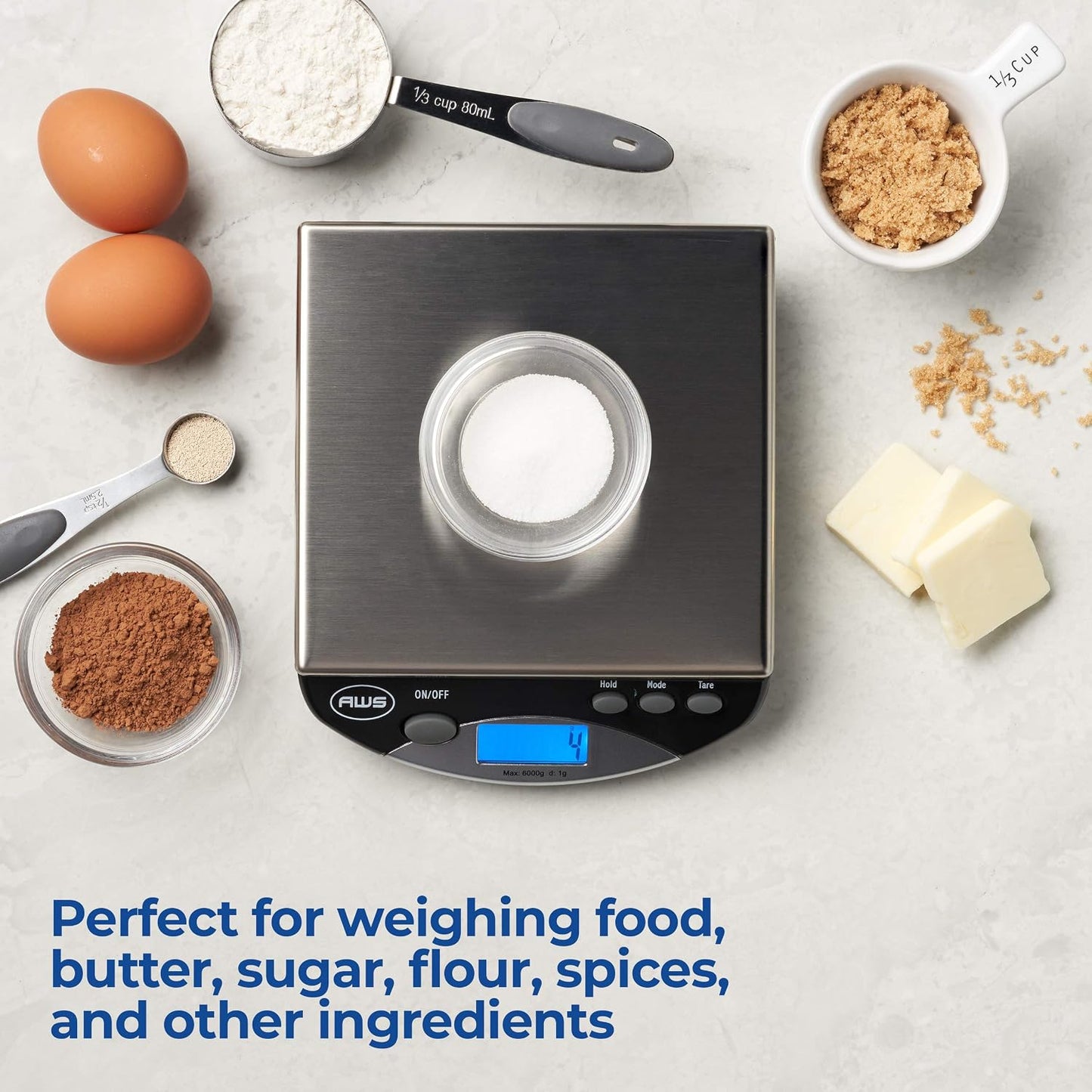 Digital Postal/Kitchen Scale, Stainless Steel Surface, Backlit LCD Screen AMW13-BK13 lb./6 kg, Black