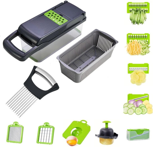 Vegetable Chopper, 7-in-1 Multifunctional Kitchen Slicer & Dicer with 7 Interchangeable Blades for Effortless Meal Prep