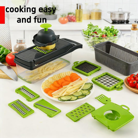 Vegetable Chopper, 7-in-1 Multifunctional Kitchen Slicer & Dicer with 7 Interchangeable Blades for Effortless Meal Prep