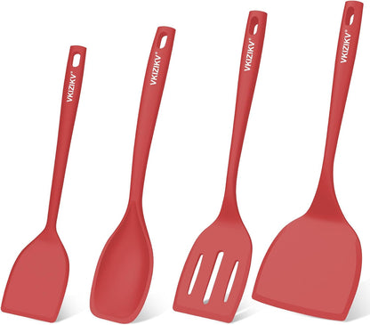 Silicone Spatula Turner Set & Spoon, 4 Pack, 600°F Heat Resistant