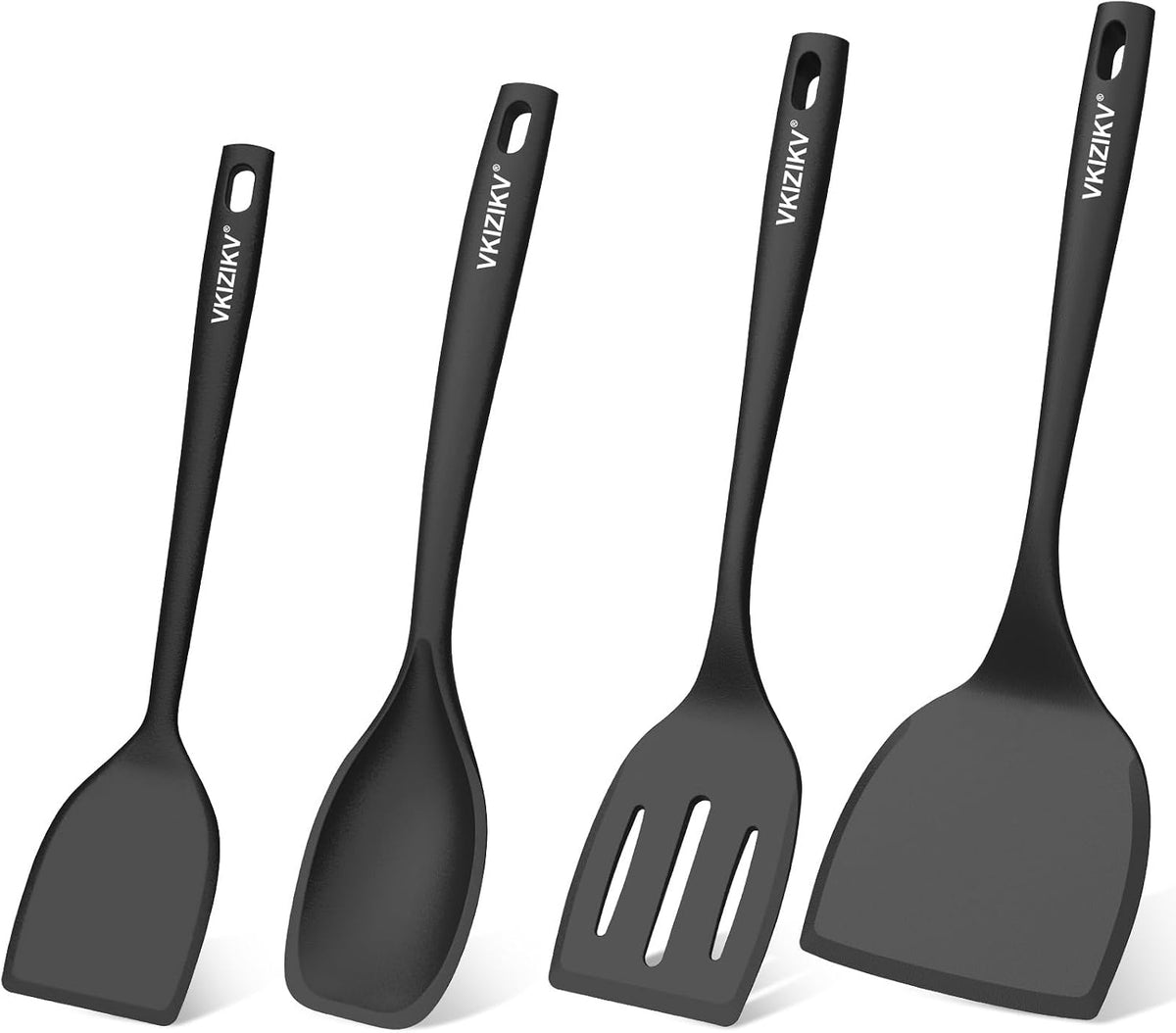 Silicone Spatula Turner Set & Spoon, 4 Pack, 600°F Heat Resistant