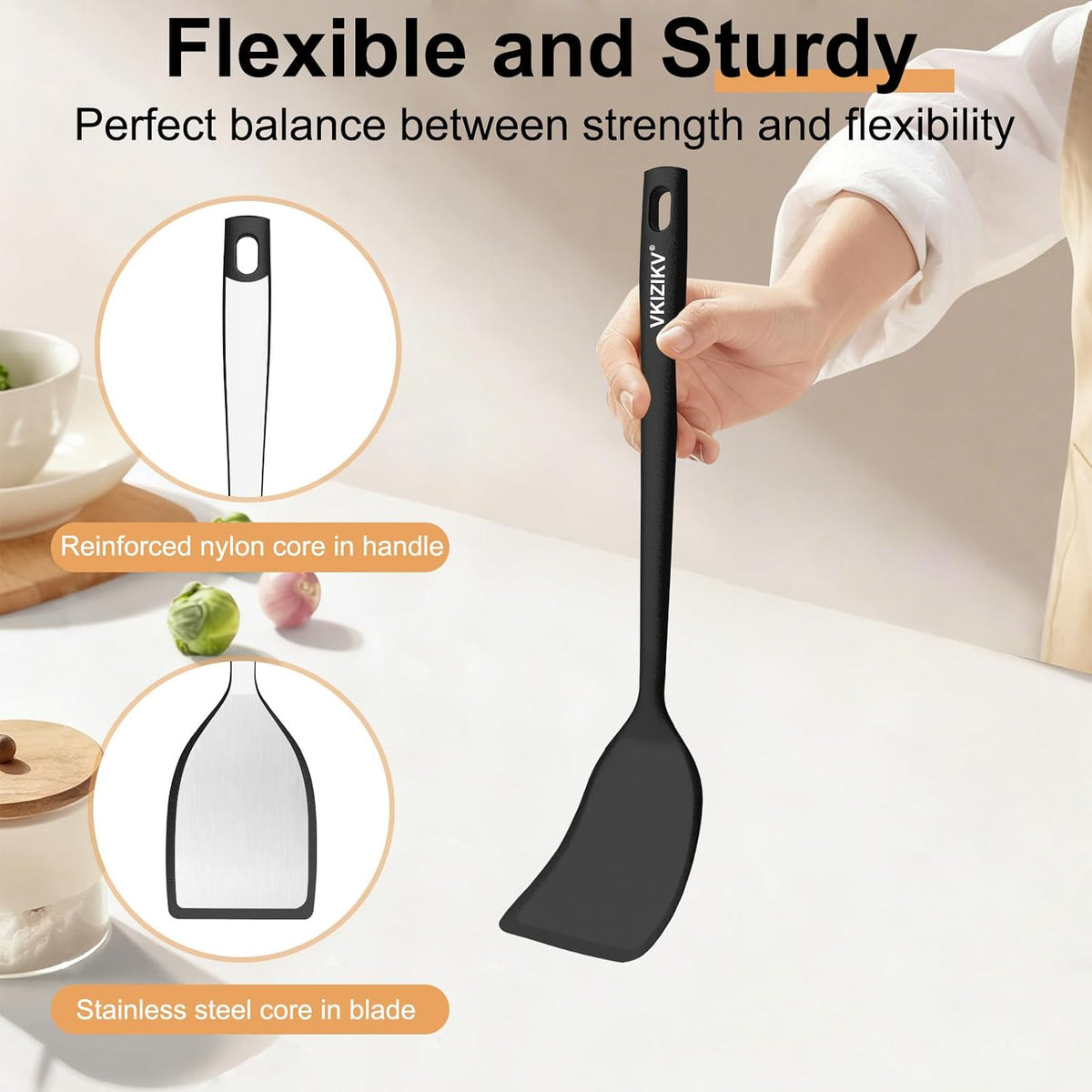 Silicone Spatula Turner Set & Spoon, 4 Pack, 600°F Heat Resistant
