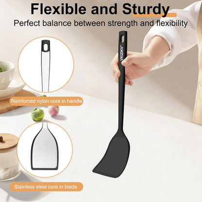 Silicone Spatula Turner Set & Spoon, 4 Pack, 600°F Heat Resistant