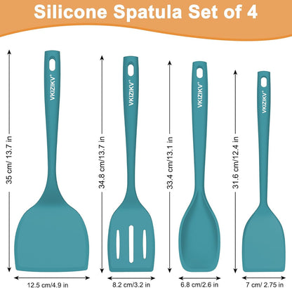 Silicone Spatula Turner Set & Spoon, 4 Pack, 600°F Heat Resistant