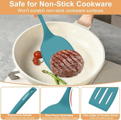 Silicone Spatula Turner Set & Spoon, 4 Pack, 600°F Heat Resistant