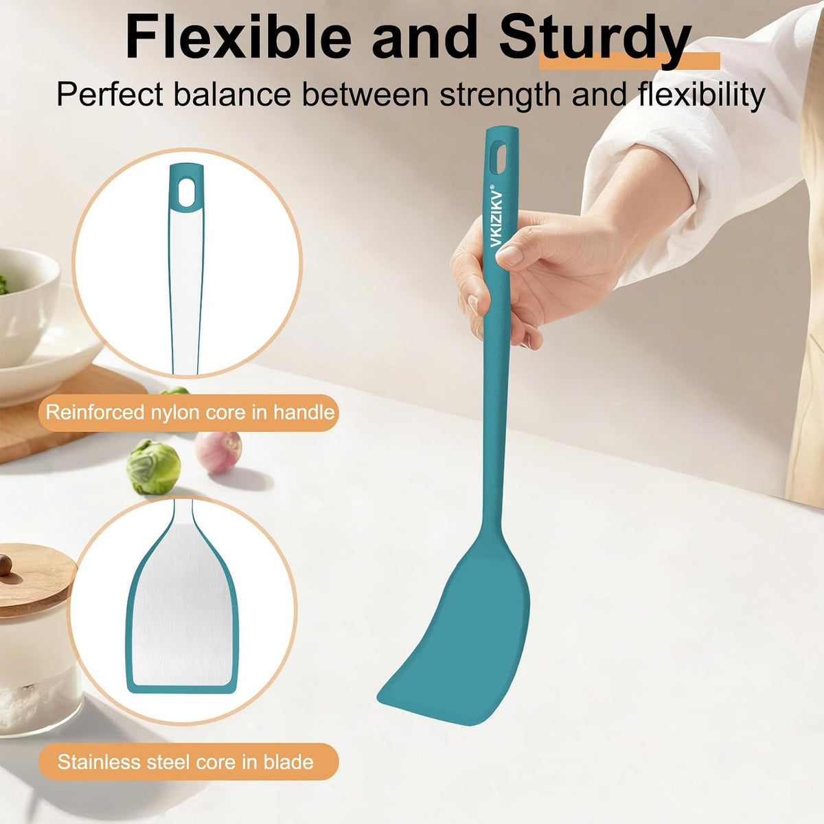Silicone Spatula Turner Set & Spoon, 4 Pack, 600°F Heat Resistant
