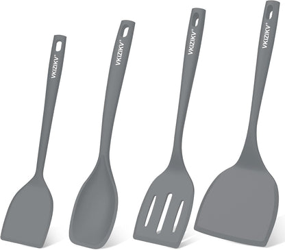 Silicone Spatula Turner Set & Spoon, 4 Pack, 600°F Heat Resistant