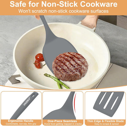 Silicone Spatula Turner Set & Spoon, 4 Pack, 600°F Heat Resistant